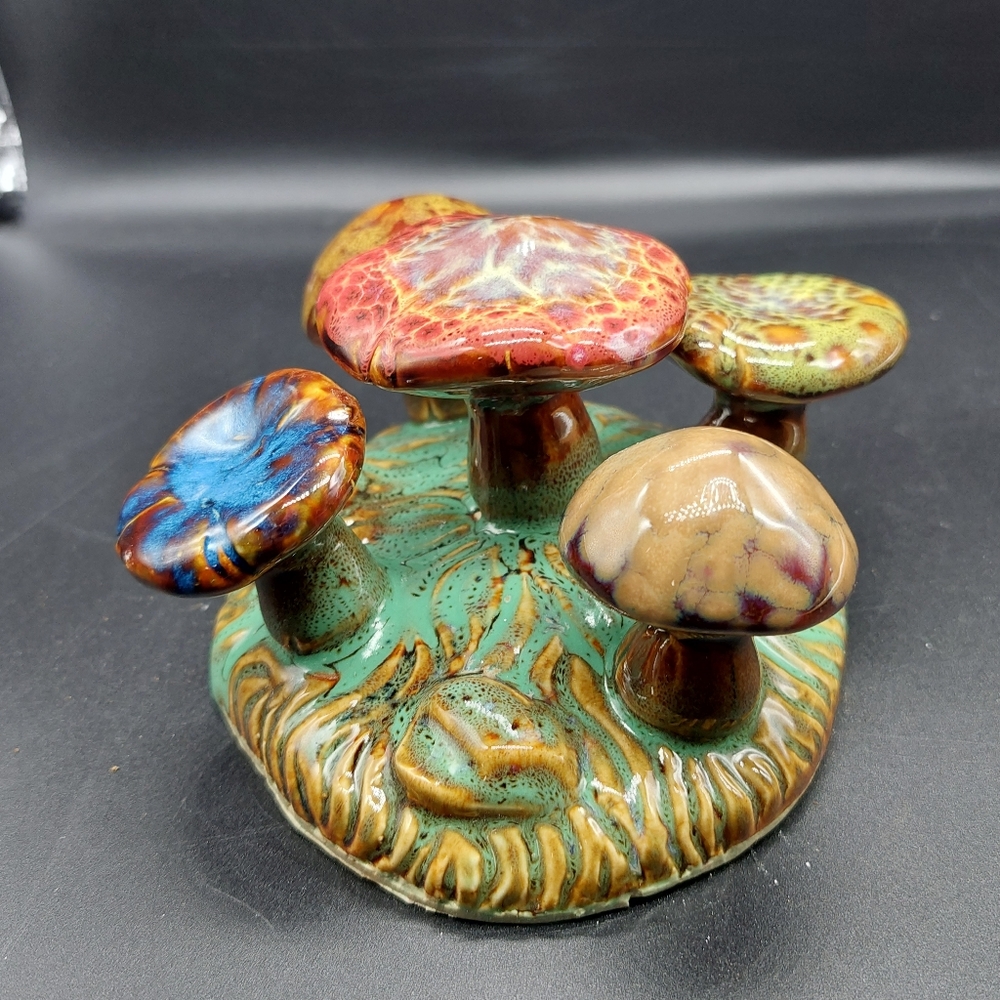 Ceramic Glazed Mushrooms Decor / Decorative Unique Art MCM Retro